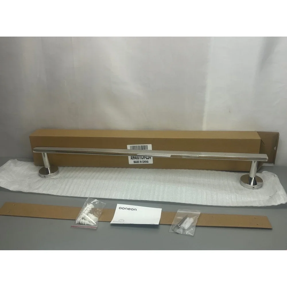 Aoneon 24 Inch Bathroom Towel Bar Polished Chrome Square Wall Mount AN4001CH-L24